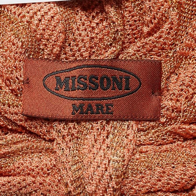 Pre Owned Missoni Light Orange Lurex Knit Turban 