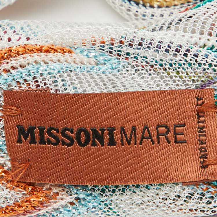Pre Owned Missoni Mare White Chevron Lurex Knit Headband