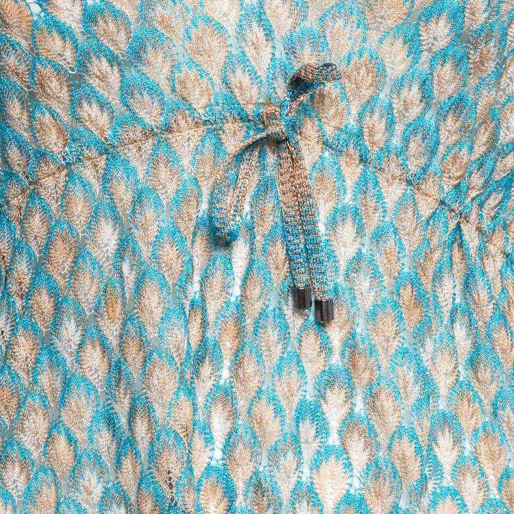 Pre Owned Missoni Mare Blue Patterned Knit Cover-Up Kaftan Dress S