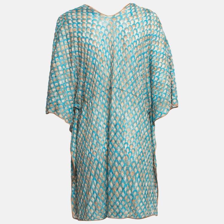 Pre Owned Missoni Mare Blue Patterned Knit Cover-Up Kaftan Dress S