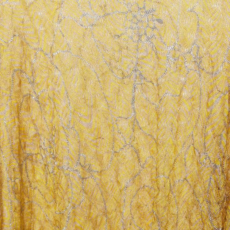 Pre Owned Missoni Mare Yellow Floral Print Knit Cover-Up Mini Dress S
