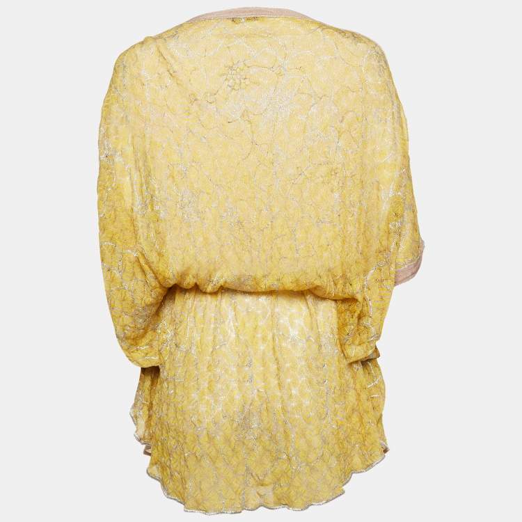 Pre Owned Missoni Mare Yellow Floral Print Knit Cover-Up Mini Dress S