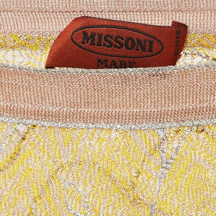Pre Owned Missoni Mare Yellow Floral Print Knit Cover-Up Mini Dress S