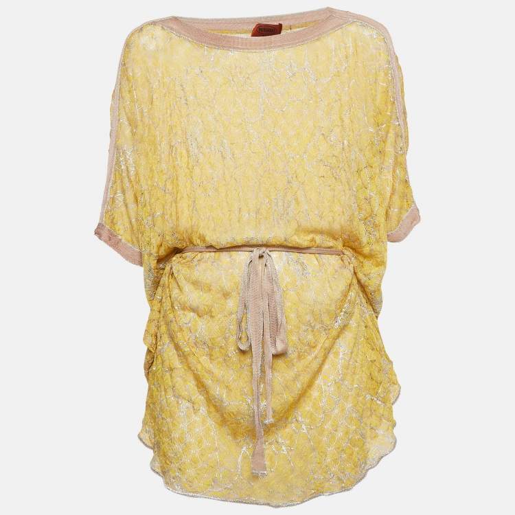 Pre Owned Missoni Mare Yellow Floral Print Knit Cover-Up Mini Dress S