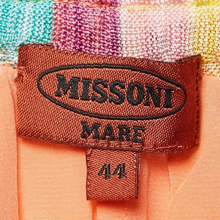 Pre Owned Missoni Mare Multicolor Chevron Knit Wide Leg Trousers M
