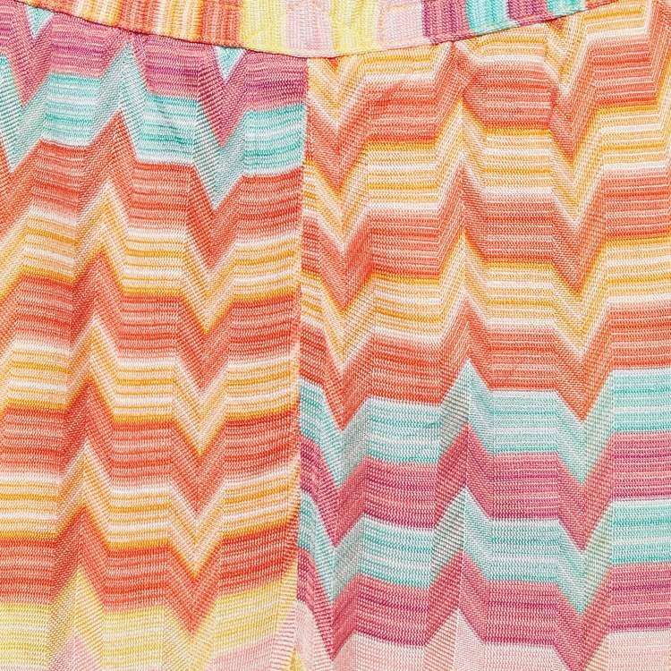 Pre Owned Missoni Mare Multicolor Chevron Knit Wide Leg Trousers M