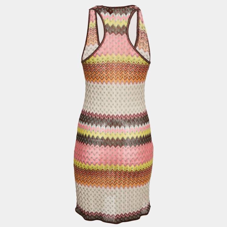 Pre Owned Missoni Mare Multicolor Chevron Lurex Knit Sheer Cover-Up Mini Dress S