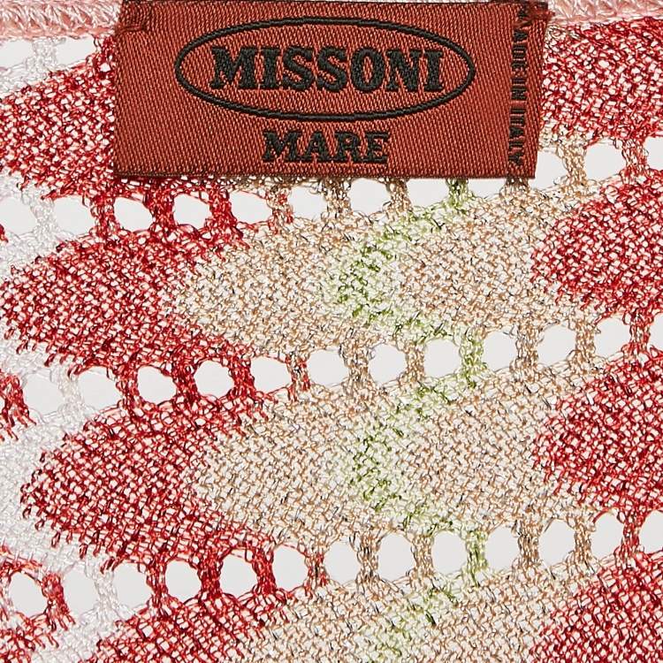 Pre Owned Missoni Mare Pink/Red Pointelle Lurex Knit Cover-Up Mini Dress M