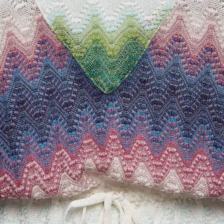Pre Owned Missoni Mare Blue/Purple Chevron Lurex Knit Cover-Up Mini Kaftan Dress M