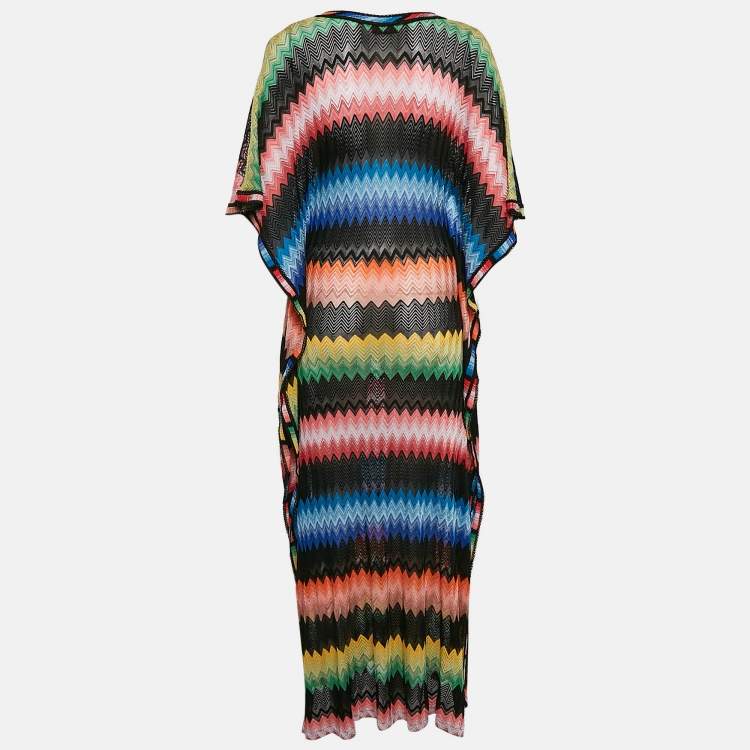 Pre Owned Missoni Mare Multicolor Chevron Knit Cover-Up Maxi Kaftan Dress S