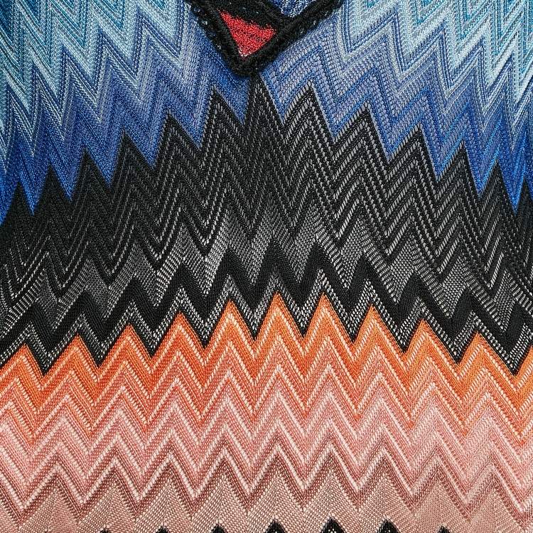 Pre Owned Missoni Mare Multicolor Chevron Knit Cover-Up Maxi Kaftan Dress S