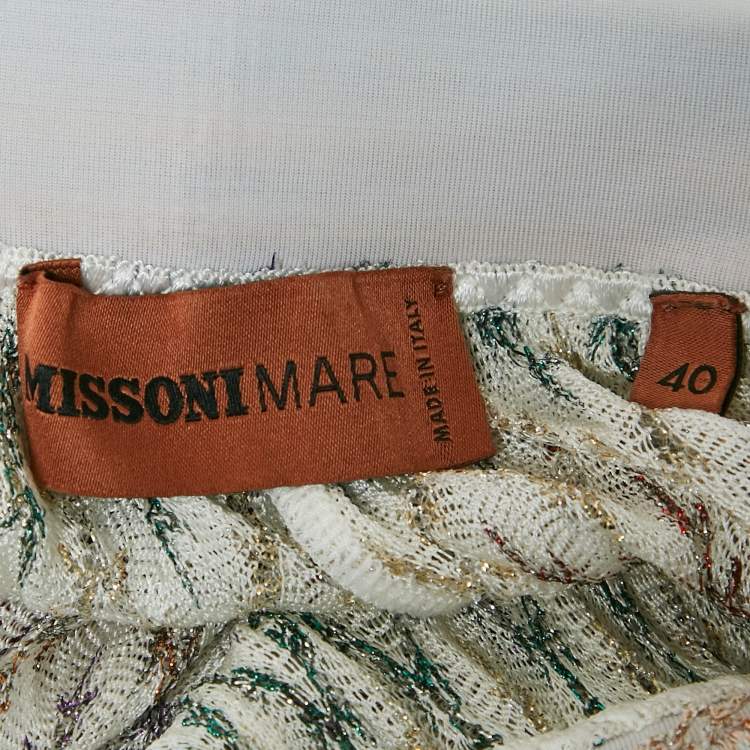 Pre Owned Missoni Mare White Lurex Patterned Knit Halter Neck Jumpsuit S