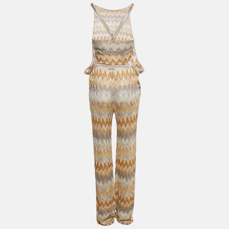 Pre Owned Missoni Mare Yellow/Multicolor Patterned Knit Cover-Up Jumpsuit M