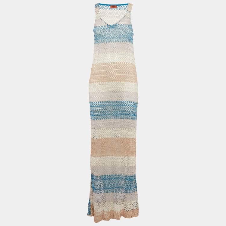 Pre Owned Missoni Mare Multicolor Patterned Knit Sleeveless Maxi Dress L