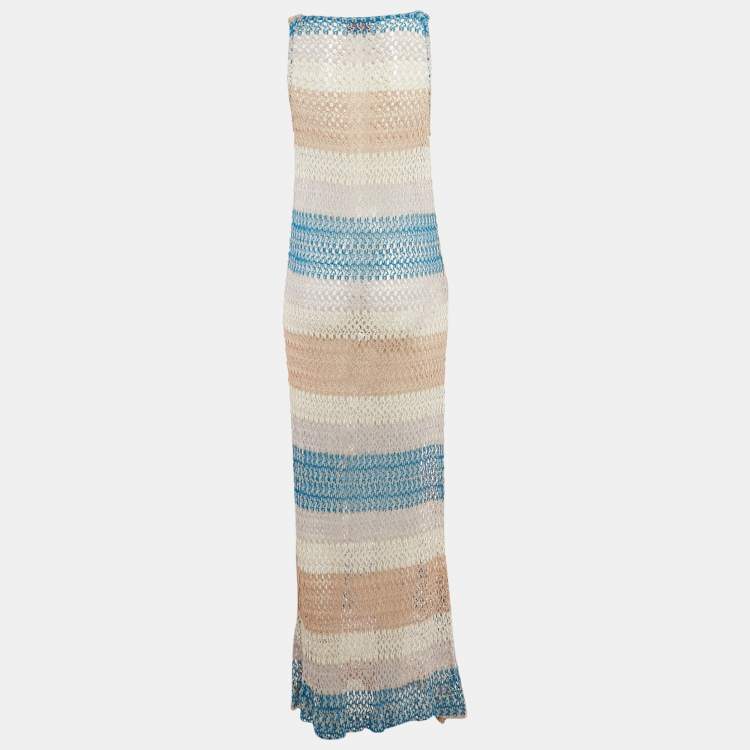 Pre Owned Missoni Mare Multicolor Patterned Knit Sleeveless Maxi Dress L