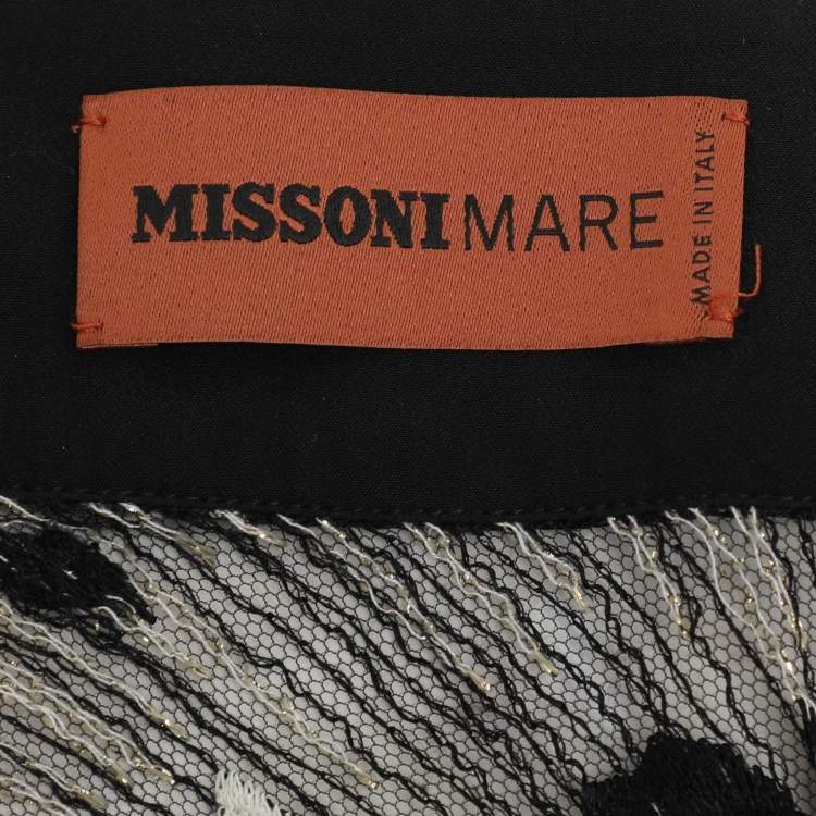 Pre Owned Missoni Mare Black/Gold Knit Embroidered Tops S