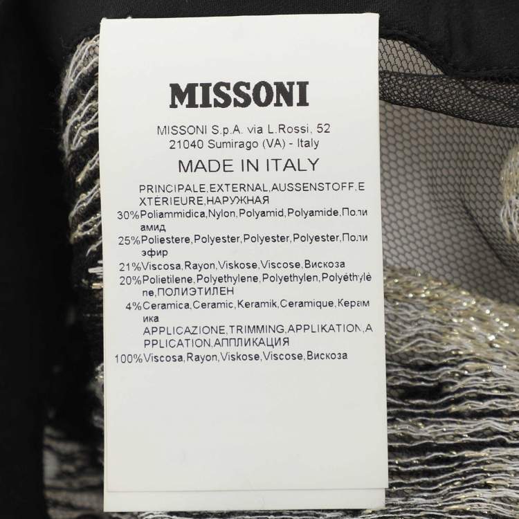 Pre Owned Missoni Mare Black/Gold Knit Embroidered Tops S