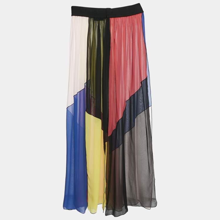 Pre Owned Missoni Mare Multicolor Panel Detail Chiffon Asymmetric Cover-Up Skirt S