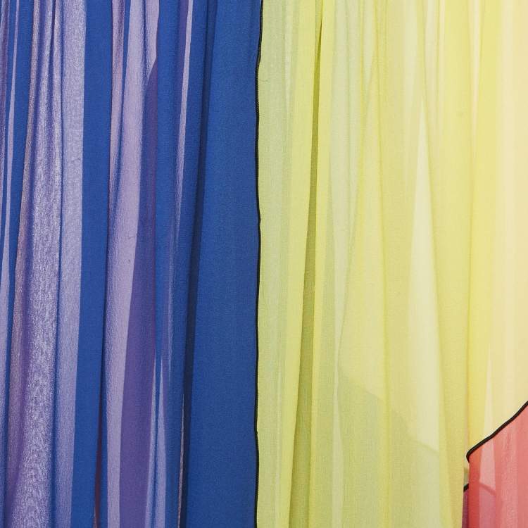 Pre Owned Missoni Mare Multicolor Panel Detail Chiffon Asymmetric Cover-Up Skirt S