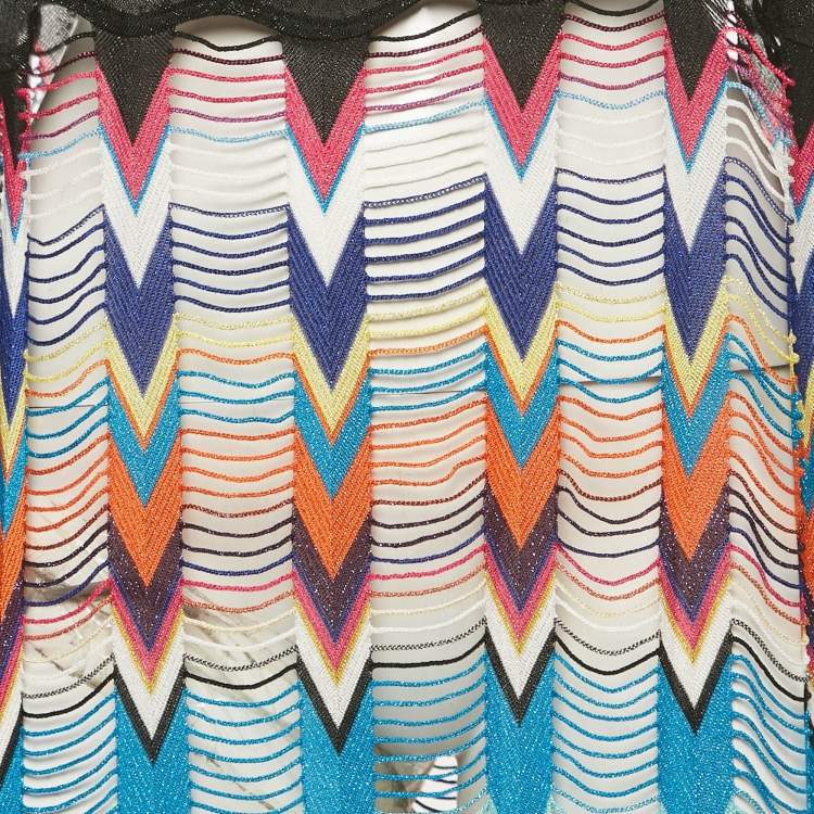 Pre Owned Missoni Mare Multicolor Patterned Knit Fringed Cover-Up Long Dress S