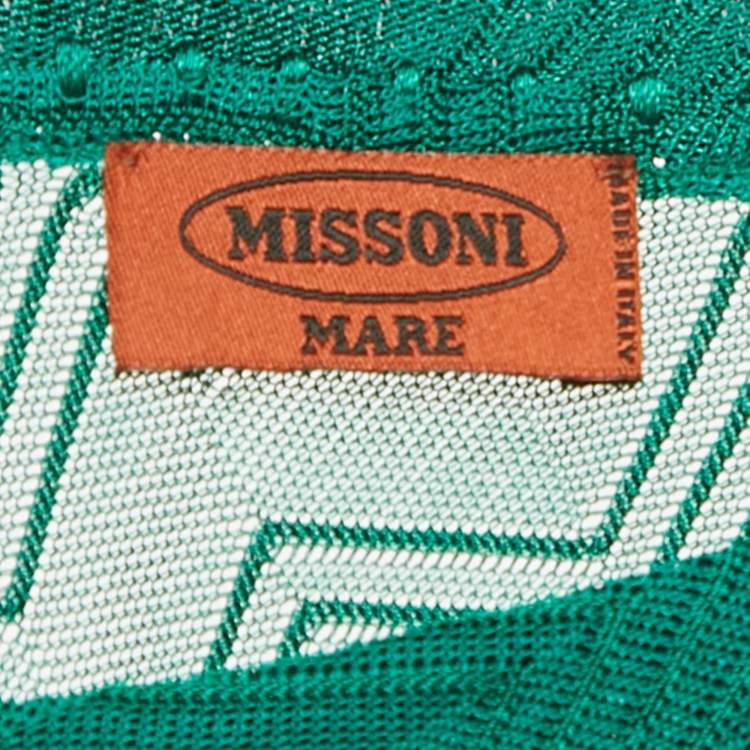 Pre Owned Missoni Mare Green Patterned Knit One Shoulder Cover-Up Dress S