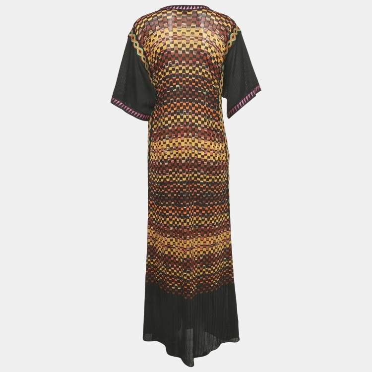 مملوكة مسبقًا Missoni Mare Black/Multicolor Patterned Knit Cover-Up Maxi Dress M
