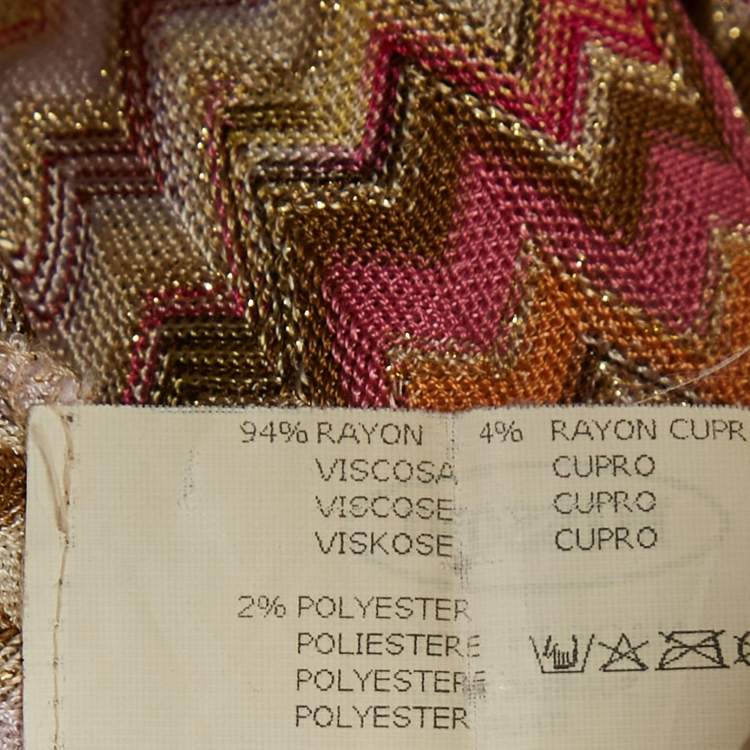 Pre Owned Missoni Mare Pink/Brown Zig-Zag Knit Cover-Up Dress M