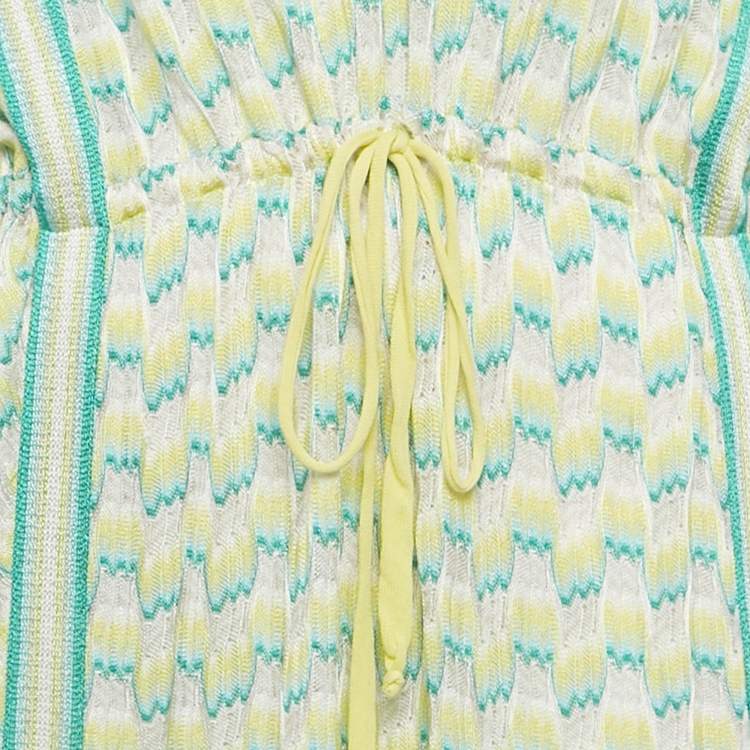 Pre Owned Missoni Mare Yellow /Green Knit Side Slit Detail Maxi Dress S