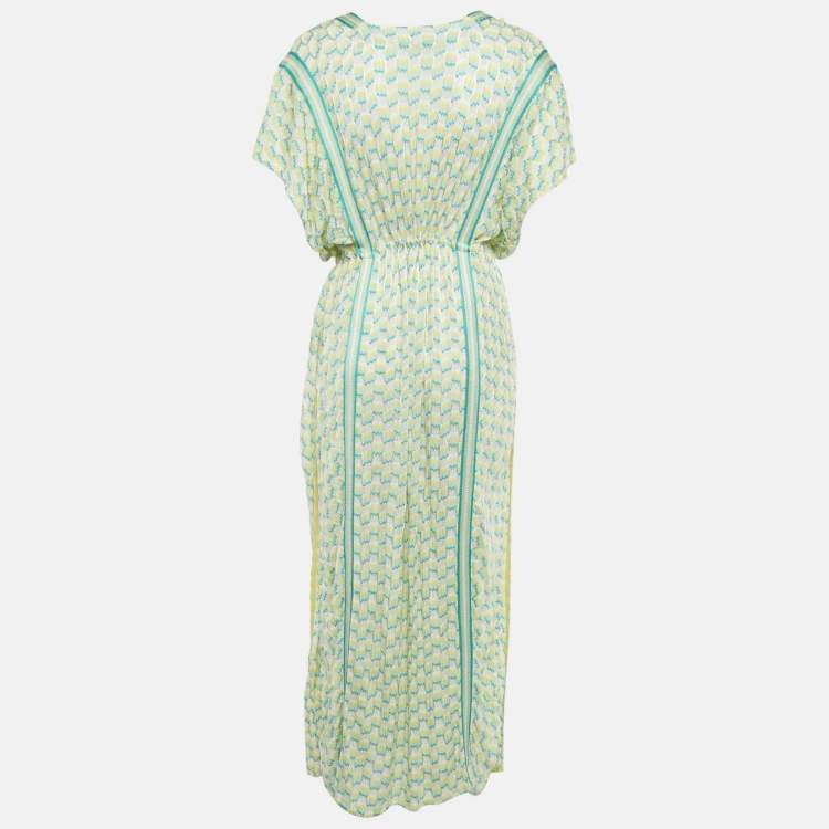 Pre Owned Missoni Mare Yellow /Green Knit Side Slit Detail Maxi Dress S