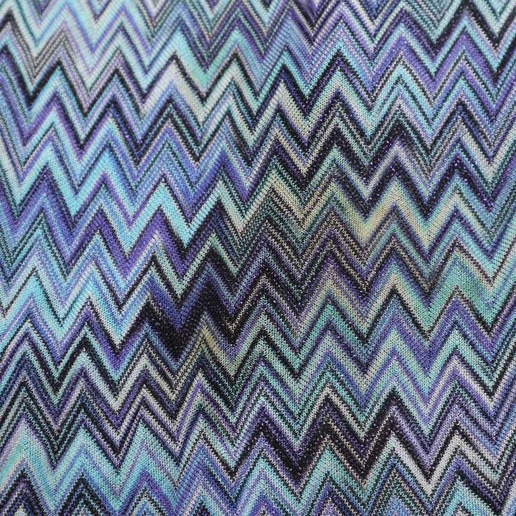 Pre Owned Missoni Mare Blue Zig Zag Rib knit Midi Dress M