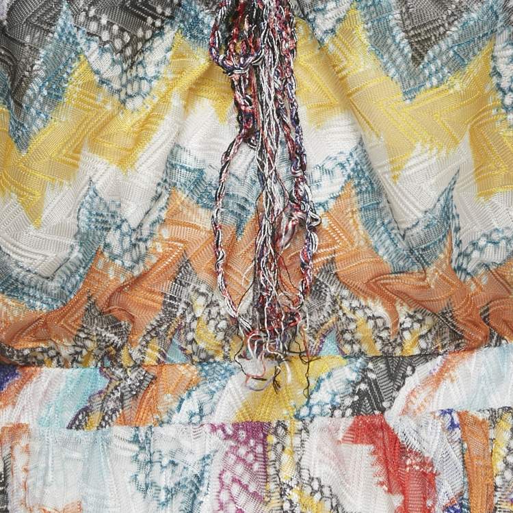 Pre Owned Missoni Mare Multicolor Zig Zag Knit Crisscross Detail Cover -Up Dress S