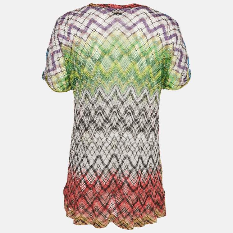 Pre Owned Missoni Mare Multicolor Zig Zag Lurex Knit Cover Up Dress S