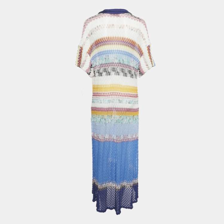 Pre Owned Missoni Mare Multicolor Patterned Knit Sheer Slit Detail Long Dress S