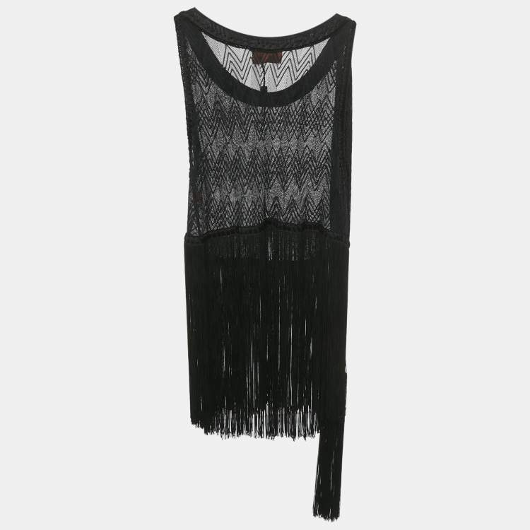 Pre Owned Missoni Mare Black Knit Fringed Top S