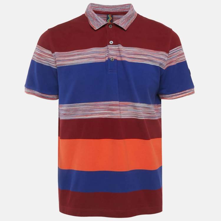 Pre Owned Missoni Mare Multicolor Striped Cotton Knit Polo T-Shirt XL