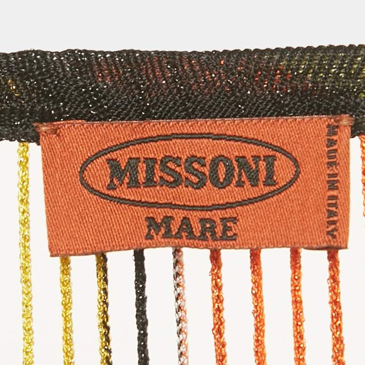 مملوكة مسبقًا Missoni Mare Multicolor Lurex Knit Fringed Short Cover-Up L