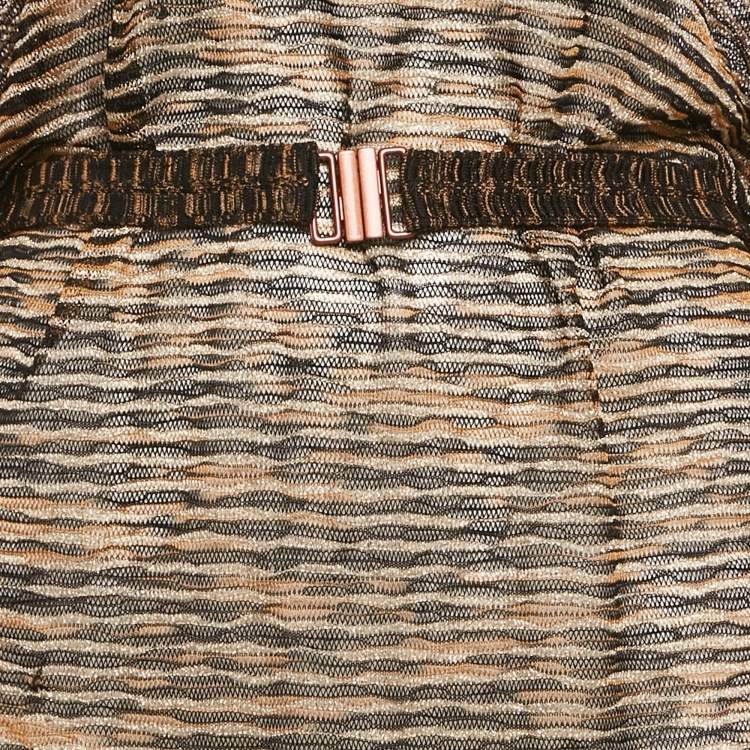 Pre Owned Missoni Mare Brown Lurex Knit Patterned Slit Detail Maxi Dress M