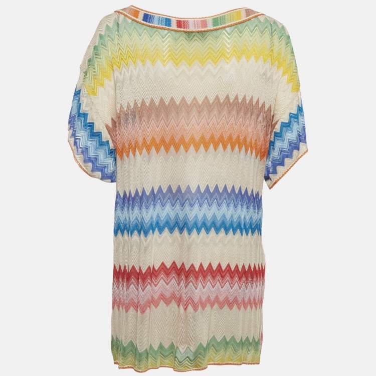 Pre Owned Missoni Mare Multicolor Zig-Zag Knit Cover-Up Dress S