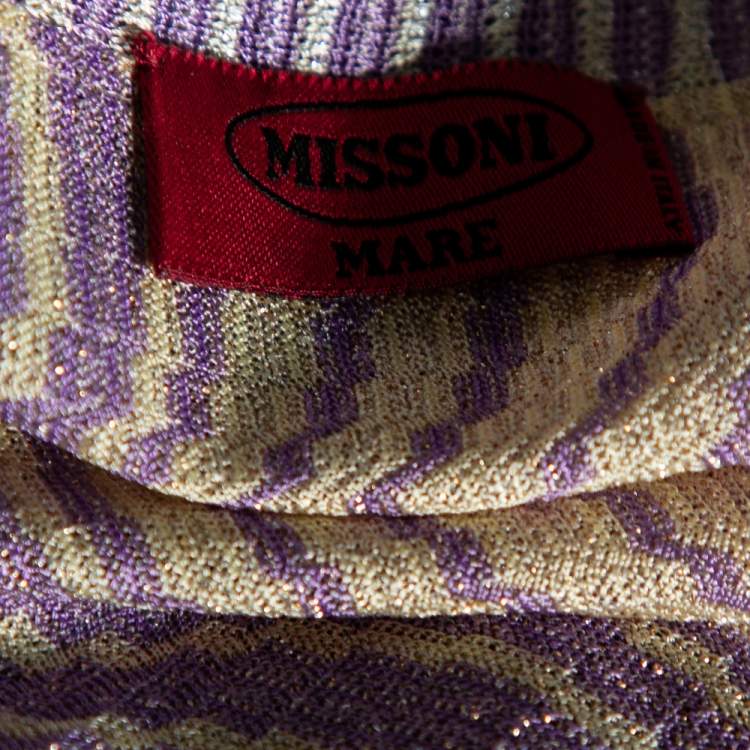 Pre Owned Missoni Mare Multicolored Lurex Knit V-Neck Maxi Dress M