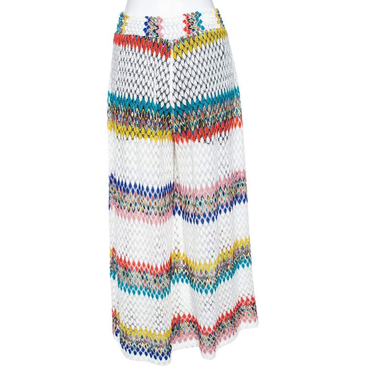 مملوكة مسبقًا Missoni Mare Multicolored Striped Knitted High Waisted Palazzos S