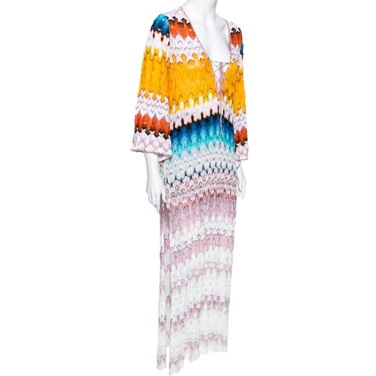 Pre Owned Missoni Mare Multicolored Patterned Lurex Knit Maxi Dress S 