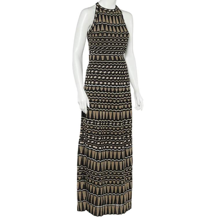 Pre Owned M Missoni Multicolor Patterned Lurex Knit Sleeveless Maxi Dress M