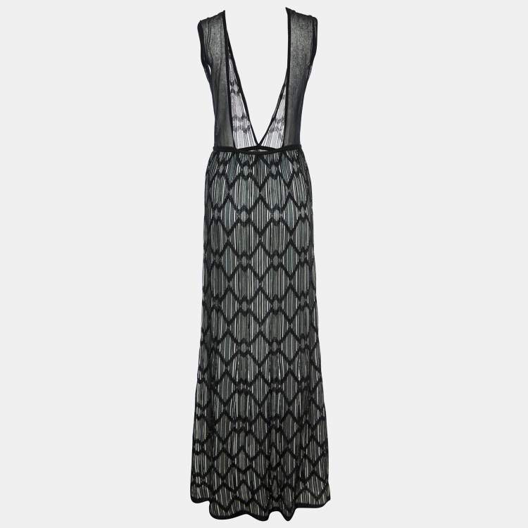 Pre Owned Missoni Mare Black/White Patterned Knit Maxi Dress M