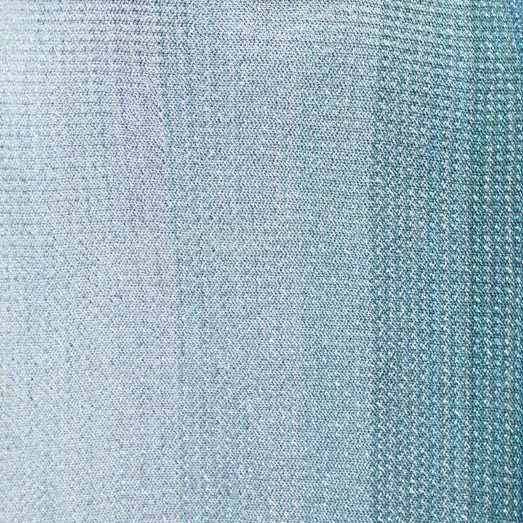 Pre Owned Missoni Mare Blue Striped Pattern Lurex Knit Wrap Skirt One Size