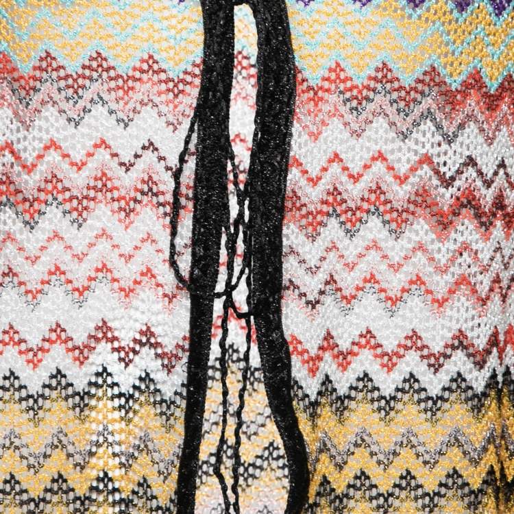 Pre Owned Missoni Mare Multicolor Chevron Pattern Lurex Knit Front Tie Robe M