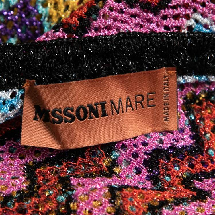 Pre Owned Missoni Mare Multicolor Chevron Pattern Lurex Knit Front Tie Robe M
