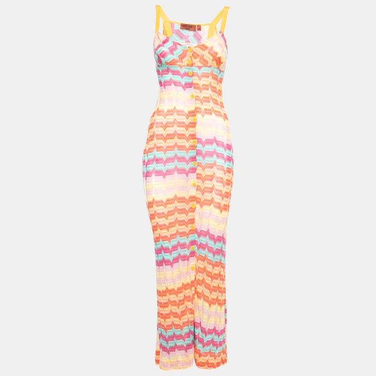 Missoni Mare Multicolor Patterned Knit Button Front Dress S Missoni Mare The Luxury Closet