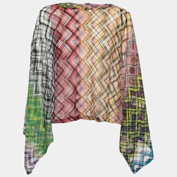 Pre Owned Missoni Mare Multicolor Check Patterned Knit Poncho S
