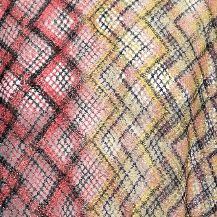 Pre Owned Missoni Mare Multicolor Check Patterned Knit Poncho S