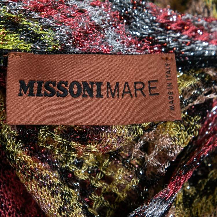 Pre Owned Missoni Mare Multicolor Check Patterned Knit Poncho S